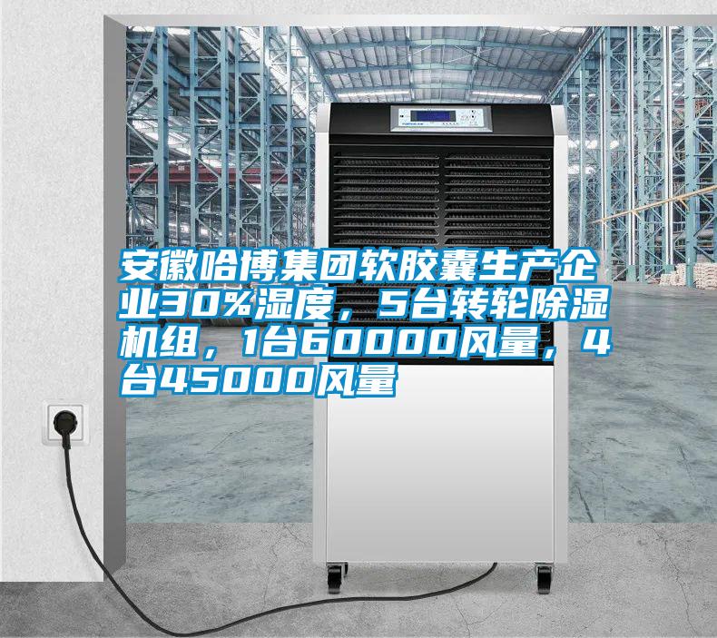 安徽哈博集團軟膠囊生產企業30%濕度，5臺轉輪除濕機組，1臺60000風量，4臺45000風量