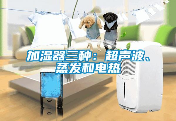 加濕器三種：超聲波、蒸發和電熱