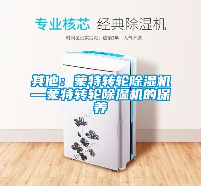 其他：蒙特轉輪除濕機—蒙特轉輪除濕機的保養