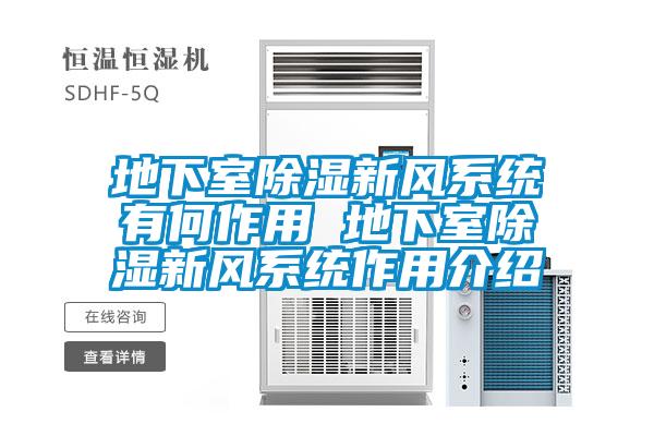 地下室除濕新風(fēng)系統(tǒng)有何作用 地下室除濕新風(fēng)系統(tǒng)作用介紹