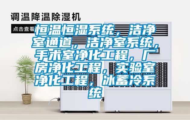 恒溫恒濕系統(tǒng)，潔凈室通道，潔凈室系統(tǒng)，手術(shù)室凈化工程，廠房?jī)艋こ蹋瑢?shí)驗(yàn)室凈化工程，冰蓄冷系統(tǒng)